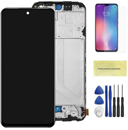 SHOWGOOD 6.4 pulgadas Super AMOLED pantalla para Xiaomi Redmi Note 10 4G M2101K7AI M2101K7 pantalla LCD digitalizador de pantalla táctil para Redmi Note 10S (AMOLED negro con marco)
