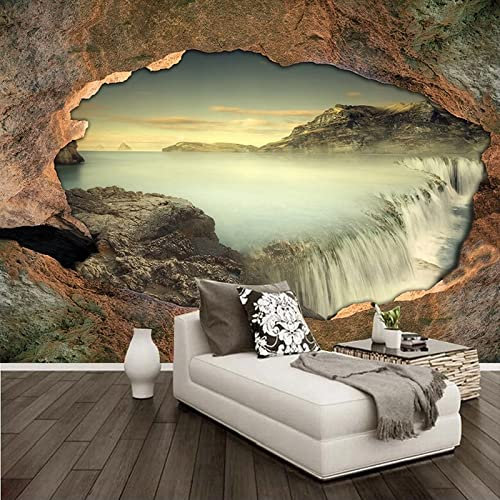 XTSWallpaper Cascades Canyons Paysages 200X100Cm Papier Peint Photo 3D Optique Trompe L Oeil | Déco Mural Tableaux Muraux Photo Mural Décor Motif Poster Géant Stickers Muraux Optique Fond Effet