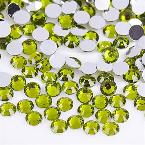 3000 Pieces SS12 3mm Flatback Rhinestones Clear Glass Round Gems Crystals for Nail Art DIY Crafts Clothes Shoes Bags (Olive Green)