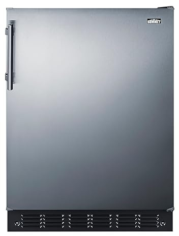 Summit FF6BK2SSADA 24” Wide ADA Under Counter Refrigerator 5.5 cu.ft. Made in Europe with Automatic Defrost Operation, Reversible Stainless-Steel Door, and Deluxe black interior (ADA Right Hand Door)