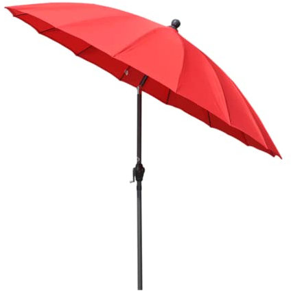 Garden Mile Outdoor RED Garden Parasol 2.6m Sun Protection Balcony Patio BBQ Outdoor Garden Umbrella Parasol Powder Coated Aluminium Pole for Strength Crank Handle and Tilt