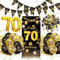 70th Birthday Decorations for Men Women, 70th Birthday Balloons Black Gold with 70 Balloons, Triangle Flag Banner, Banner | 70 Year Old Party Supplies Decor