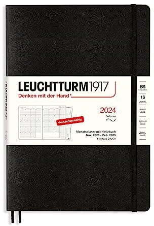 LEUCHTTURM1917 367570 Monatsplaner & Notizbuch Composition (B5) 2024, 16 Monate, Softcover, Schwarz, Deutsch