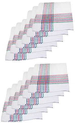 ABD Paño de algodón para vajilla Cocina 55 x 55 cm Pack 12 Unidades (Blanco)