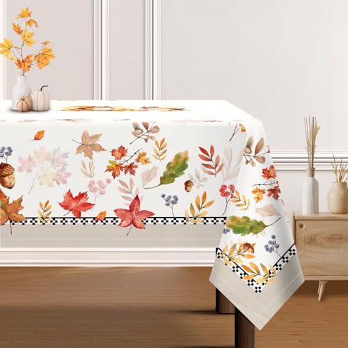 Arquiel Tischdecke Rechteckige, Erntedankfest Herbsternte Eichhörnchen Orangefarbenes Blatt Tischdecke für Party Picknick Herbst Erntedank Abendessen Dekor(140 x 180 cm)