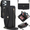 Zouzt for iPhone 12 Pro Max Wallet Case for Women, Purse with Credit Card Holder Slots Crossbody Lanyard Strap Zipper Flip Book Shockproof Protective Phone Cover for Apple 12 Pro Max 6.7 Inch (Black)