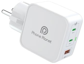 Phone Planet 65W Ladegerät Netzteil Adapter – USB C Schnellladegerät Charger mit GaN Tech – USB A Power Brick – Kompatibel mit MacBook Pro, iPad Pro, Steam Deck, Galaxy S20, Dell XPS 13, iPhone 15