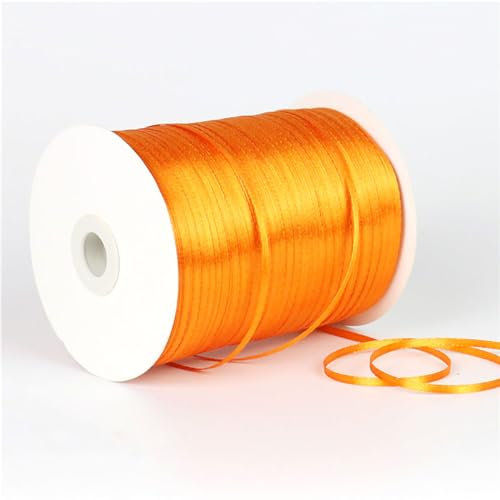 3mm Orange Satinband,Orange Schleifenband Dekoration Stoffbänder Bänder Geschenkband Breit Stoffband für Hochzeit -1 Rollen X 790m