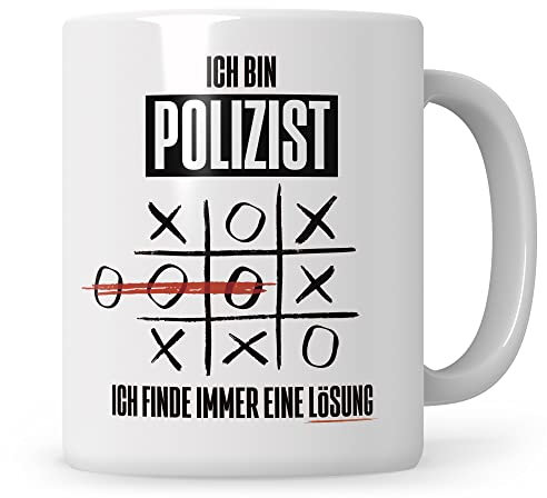 Sweetify Tasse Polizist, Polizist Geschenk Beruf, Ich finde immer eine Lösung Kaffeebecher Polizisten, Beruf Polizei Kaffeetasse Teetasse Becher