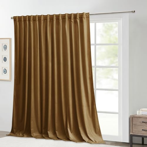 StangH Gold Brown Curtains 120 inches Long Halloween Holiday Backdrops for Party Thermal Insulated Blackout Window Drapes for Living Dining Room/Patio, W100 x L120, 1 Panel