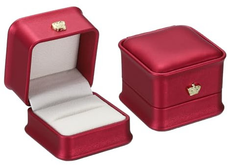 PATIKIL Samt Ringbox, 2er Pack Hochzeitsringbox Vintage Schmuckhalter für Verlobung, Antrag, Zeremonie, Jubiläum, Stil 4, Rot