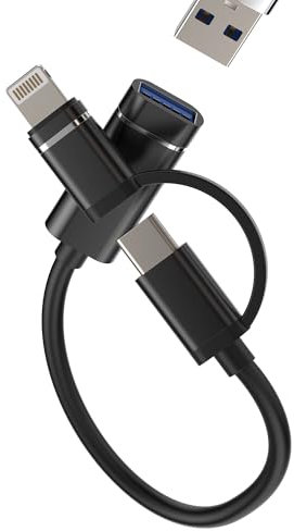 Adaptador USB a Tipo C Lightning Cable OTG 2en1 para Apple iPhone15 14 13 12 Pro Max iPad Macbook Compatible con Samsung Conector Cable Jack USBC Raton Teclado Lectorlector Tarjetas Pendrive Conversor