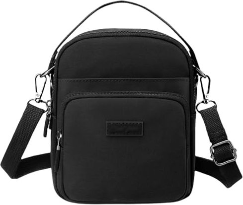 FAVORTALK Umhängetasche Damen Schwarz Crossover Bag Schultertasche mit Mehreren Taschen Nylon für Frau Mutter,B02305