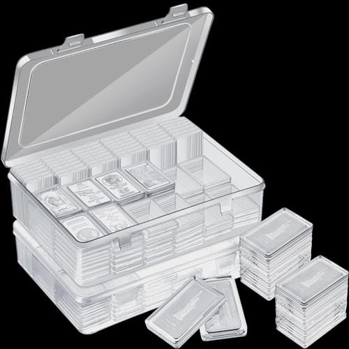 Batiyeer Aufbewahrung für Silberbarren, transparente Münzkapseln, Etui, Box, 28 g Volumen, Barrenetuis aus Acryl und Kunststoff-Aufbewahrungsbox für 28 g Silberbarren, 50 Stück