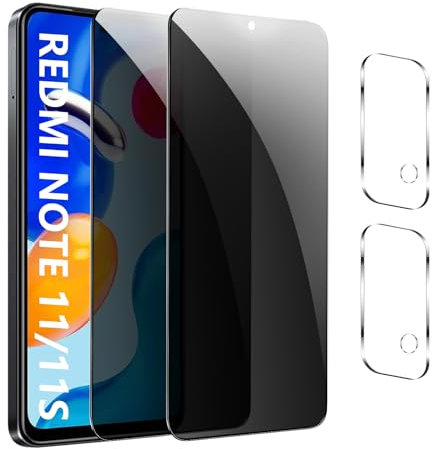 GXAYZ 【2+2 Piezas】 Protector Pantalla Privacidad para Xiaomi Redmi Note 11/11S,Anti Spy Cristal Vidrio Templado Anti Espía Screen Protector Privacy Vidrio Templado