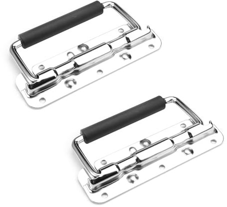 2 Stück Klappgriff, 140mm Gefedert Kistengriff Klappgriff Griff Tragegriff Klappgriffe für Kisten Kistengriff Klappgriff Edelstahl Hardware Boxen mit Isolierter Gummigriffabdeckung für Toolbox Tür