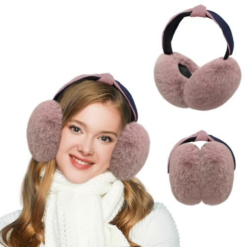Protège-Oreilles Ajustables pour Femmes, Cache-Oreilles Douillets pour l'Hiver, Chauds, Excellent Cadeau pour Femmes, Rose