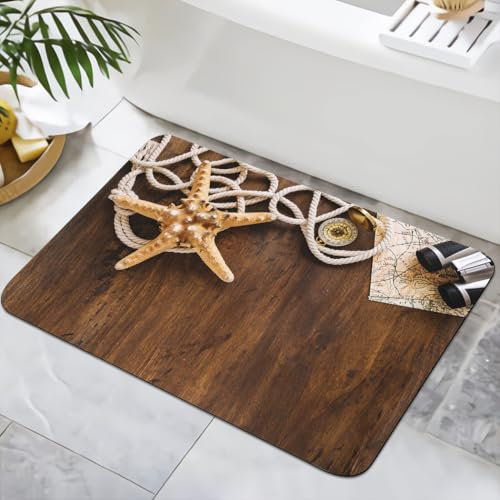 YISUMEI Badematte rutschfeste Badteppich 40x60cm Waschbar Schnelltrocknende Badezimmerteppich, Duschvorleger für Dusche, Badewannen, WC Deko (Seesterne-1)