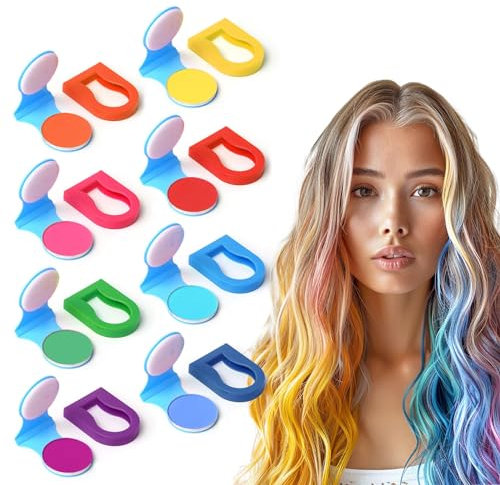 Tiza temporal para el pelo de 8 colores Zernblend, tinte para el pelo para niñas, niños y adultos, maquillaje lavable para el pelo para fiestas, eventos y celebraciones