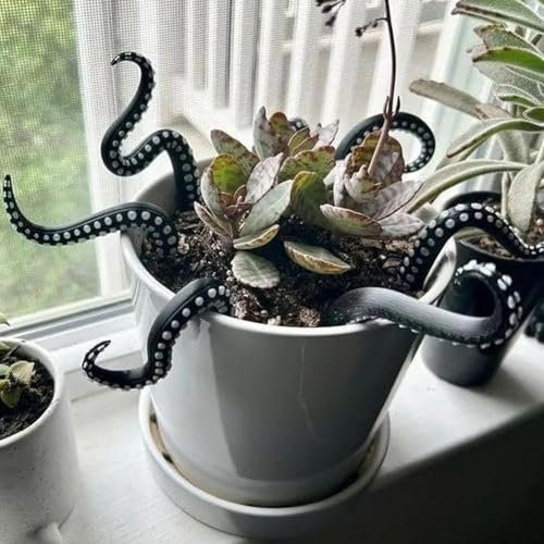 NAUXIU Oktopus-Tentakelpfähle, leuchtet im Dunkeln, Oktopus-Gartenstecker, Kunstharz, leuchtende dekorative Pflanzstäbe, 7er-Set, lustige Halloween-Dekoration, Geschenke