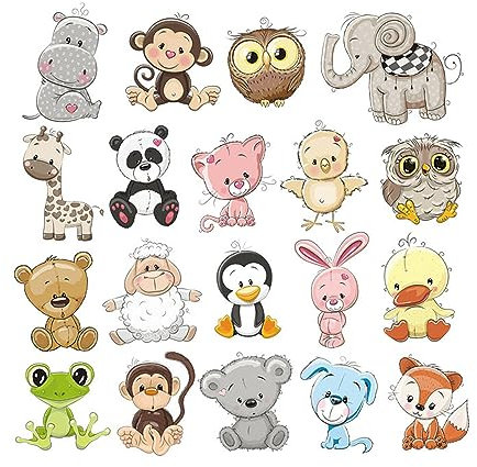 Codulu Tiere Aufnäher zum Aufbügeln Affen Frösche Hühner Aufkleber zum Aufbügeln Muster Abziehbild Applikation für DIY T-Shirts Jeans Taschen Hüte Kunstdekoration-L