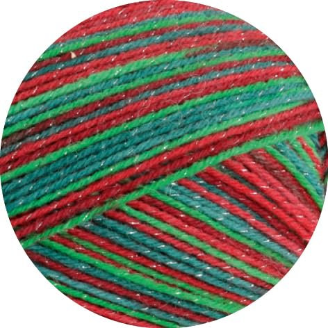 MEILENWEIT Merino 4-fach 100g CHRISTMAS 6794 - Hellrot/Rot/Grün/Hellgrün (Lurex)