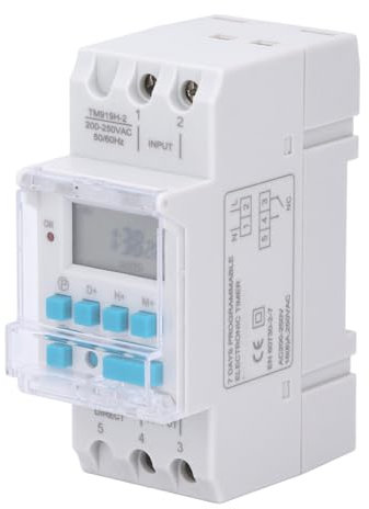 Hyuduo Programmierbarer Timer, 7-Tage-Timer, Lichtschalter mit Zwei Ausgängen, LCD-Display, Countdown-Funktion, Haushaltsgeräte-Timer, Unterstützung von 16 Programmen/Woche,