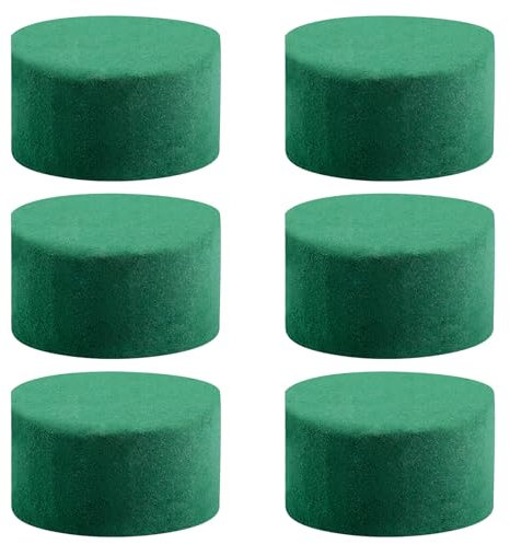 Bojueshaw 6PCS Mini Round Floral Foam Brick – Strong Water-Absorbing Floral Foam for Flower Arranging, DIY Floral Art, and Plant Displays