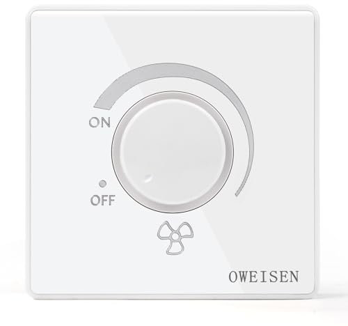 Jadeshay Interruttore de Ventola Soffitto Regolatore di Velocità del Ventilatore a Soffitto Tipo 86 10A Regolatore di Velocità 220v della Ventola da Soffitto di Interruttore Dimmer a Parete, Bianco