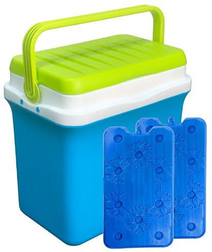 Sicignano | Frigo Box Frigorifero Portatile con Tavoletta Freezer 400ml – Maniglia Ergonomica, Adatto per Campeggio Picnic Attività all'Aria Aperta (Frigo Box + 2 Piastre, 22,5 lt)