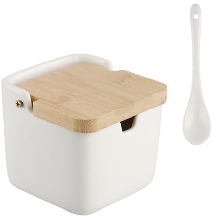 Ziyonix Saleros de Cocina, Salero y Azucarero de Cocina Salero Cocina Ceramica Cocina de Cerámica con Tapa Madera para El Hogar Hotel Cafetería Buffet