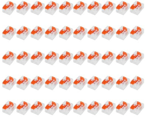 filheraze Kabelverbinder Kabelklemmen Elektro, Verbindungs Klemmen, Leiter Klemme, Klemme mit Betätigungshebel,Elektrische Anschlussblöcke für alle Leiterarten 50 Stück (Transparent)