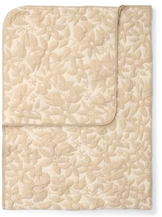 ESSENZA Plaid Imara Oatmeal, 150x200 cm - 100% Baumwolle - Blumen