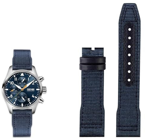 SAAWEE Uhrenarmband aus Leder und Nylon, 20 mm, 21 mm, 22 mm, geeignet für IWC Der kleine Prinz Big Pilot IW3777, Uhrenarmband aus schwarzem Segeltuch, 22mm, Achat