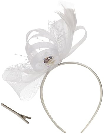 sy soul young Fascinator Hut für Damen Pillbox Hut mit Schleier Headpiece Feathers Teeparty Hochzeit Derby Gems