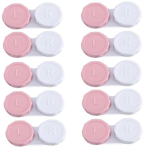TroHollis Contact Lens Cases,Contact Lenses Case Box 50pcs Case Lenses Colored Pupils Eye Set Contact Box(Pink-50pcs)