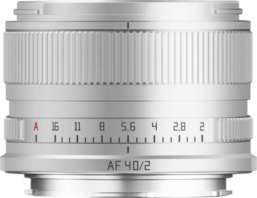TTARTISAN AF 40mm F2 L Mount Objectif Autofocus Plein Format Grand Ouverture Objectif Compact Et Léger Compatible avec Les Appareils Photo À Monture L (Argent)