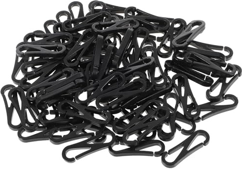TOPPERFUN Maskenaufhängehaken zum Aufhängen von Masken und Seilen Schwarze Haken 100 Stück aus Kunststoff mit Schnellverschluss Kompakt und Zubehör
