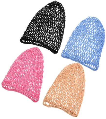 Milisten 4 Stück-pack Häkelhaarnetze aus Polyester Atmungsaktiv und Vielseitig Einsetzbar Modische Haarnetze für Schlaf und Haarpflege von Frauen