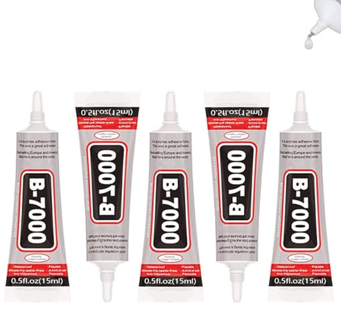 B-7000 Craft Glue For Jewelry Making, Clear Multi-Function Rhinestone Glue Bedazzling Glue, B-7000 Super Glue For Jewelry Making, Shoes, Fabric, Cell Phones 15ml×5