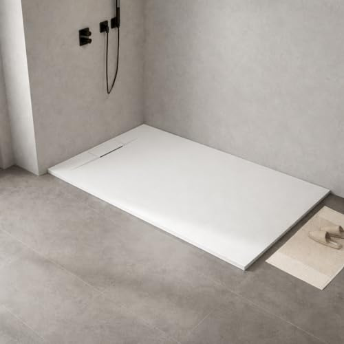 WITEN&NOCK SMC Duschwanne 170x100cm weiß Brausewanne Duschtasse extra flache Steinoptik Antirutsch für Duschkabine Duschwand