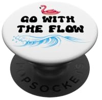 Go with the Flow Pink Flamingo Beach Vacation Summer Vibes PopSockets Klebender PopGrip