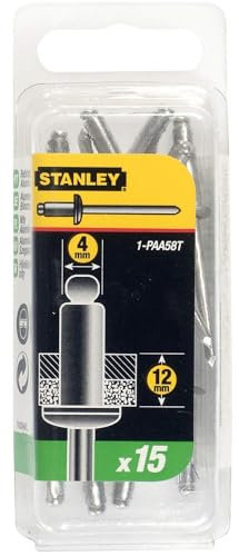 Remache de aluminio Stanley 1-PAA58T, 4 mm x 12,7 cm, caja de 15 piezas