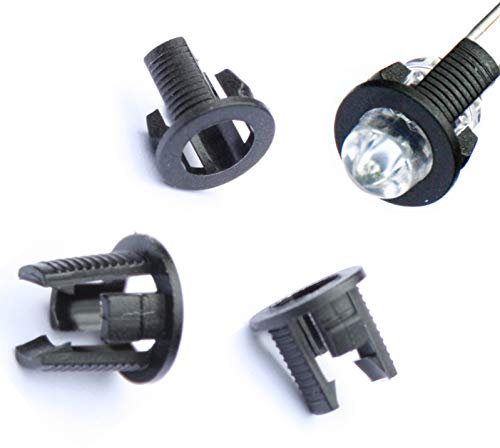 Lumetheus 50x LED Einbauclip 3mm Kunststoff schwarz Leuchtdiode 3 mm Montage Halterung Fassung Einbaurahmen Kunststoff Montagering