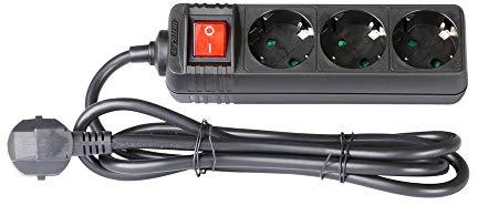 Adam Hall Cables PDU 3S - Steckdosenleiste, 3-Fach, mit Schalter, schwarz, 1,4m