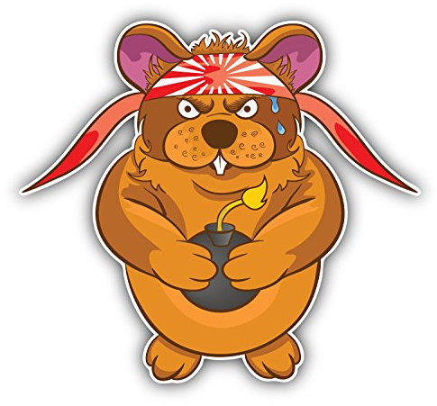 Hamster Kamikaze Cartoon Hochwertigen Auto-Autoaufkleber 12 x 12 cm