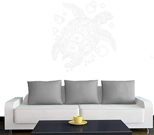 A076 Wandtattoo Bubble Turtle 66cm x 60cm weiss (erh. in 40 Farben und 2 Größen)