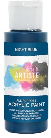 Artiste Acrylic Paint 59ml 2Oz Night Blue, Quick-Drying Professional Art, Craft and Hobby Artists Paint, Vibrant Colour, Water-Based Paints Cover All Surfaces with Ease, Ideal for Travel Artists