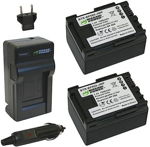 Wasabi Power BP-807, BP-808, BP-809 Battery (2-Pack) and Charger for Canon FS21, FS22, FS31, FS40, FS200, FS300, FS400, VIXIA HF G10, HF G20, HF M30, HF M31, HF M32, HF M40, HF M41, HF M300, and More