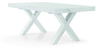 KONTE.DESIGN Tavolo AMALFI allungabile in legno, finitura Bianco Consumato, gambe ad X, 180 x 100 x 77 cm